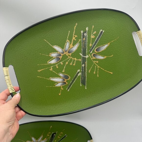 MCM Oval Serving Tray, Avocado Tray with Bamboo design 4 available - Picture 5 of 9